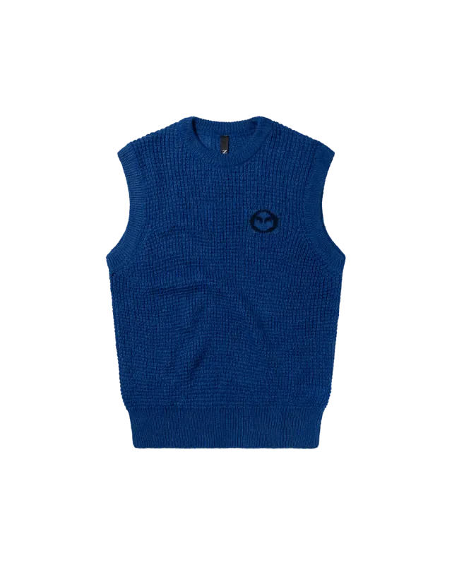 No Problemo Waffle Knit Sweater Vest vesta albastra mohair
