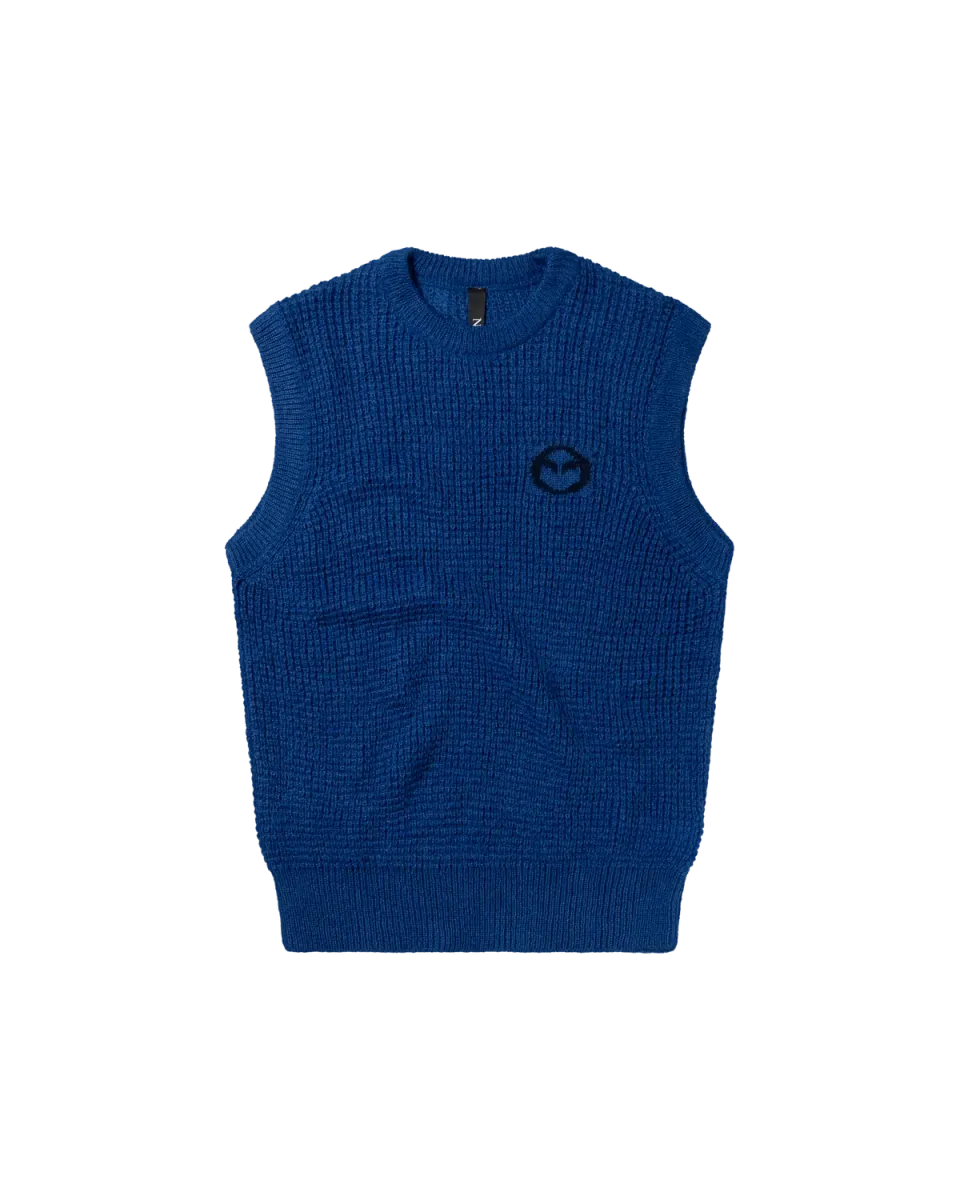 No Problemo Waffle Knit Sweater Vest vesta albastra mohair
