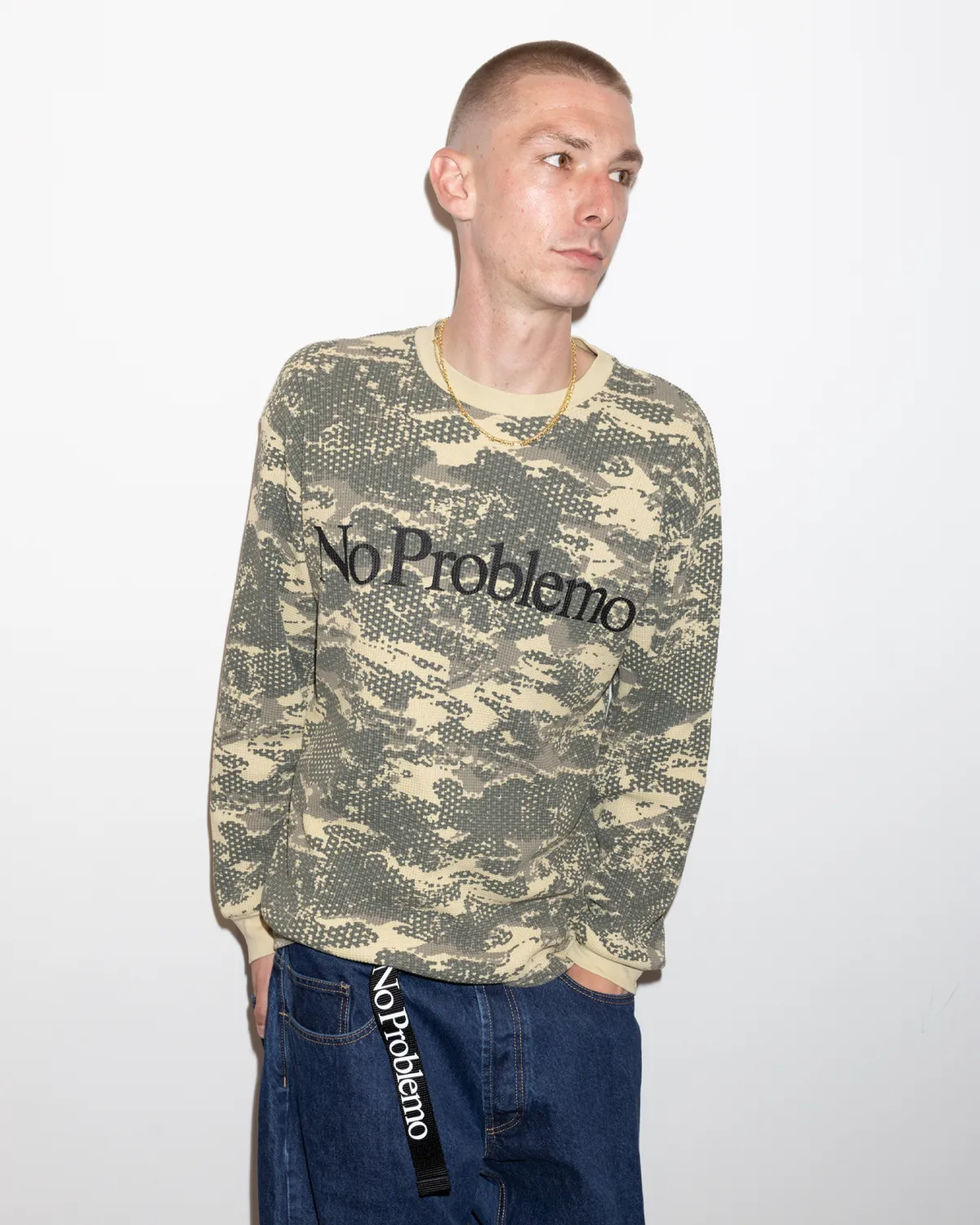 No Problemo Forest Waffle tricou Sand bumbac