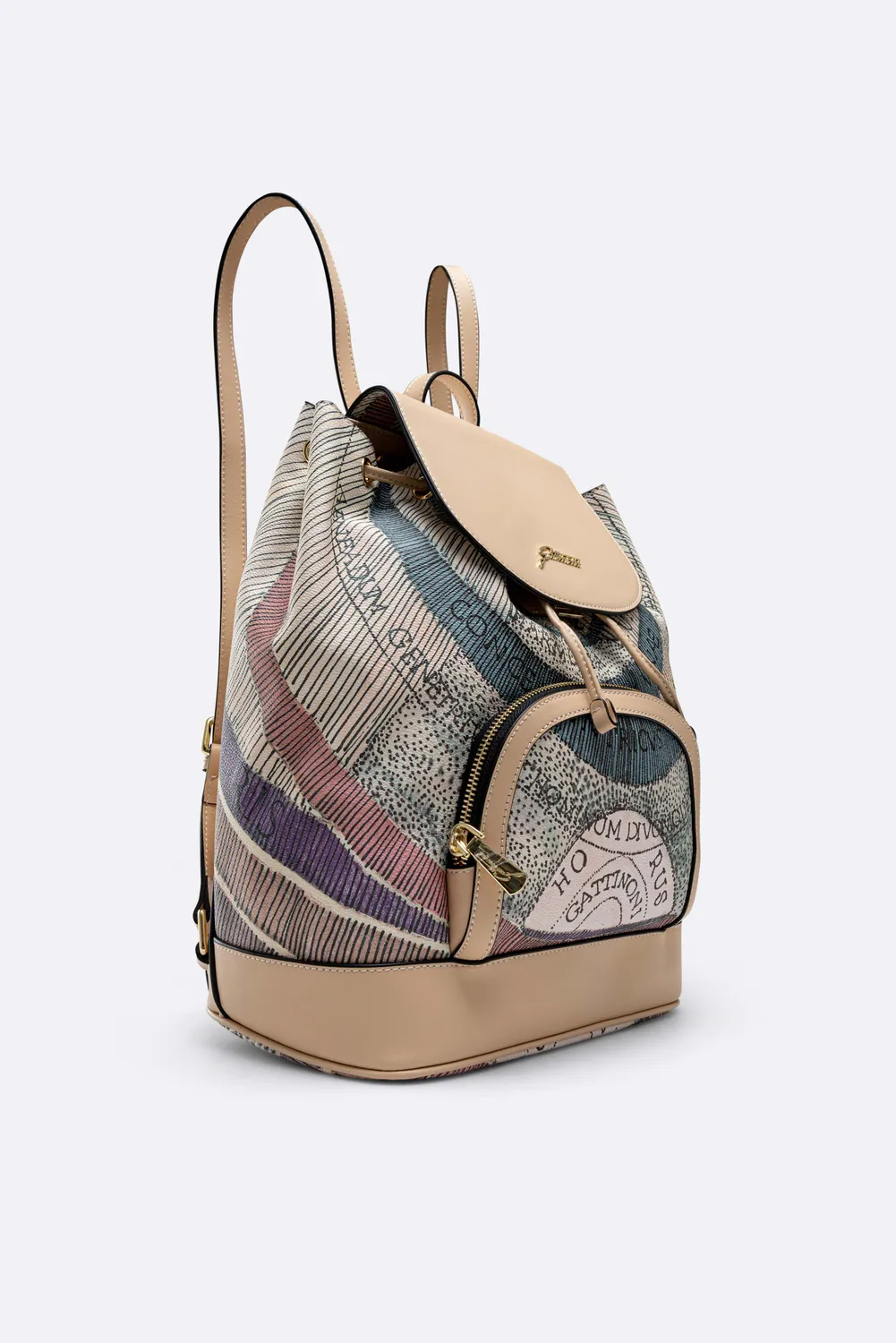 Gattinoni Planetarium Watercolor rucsac bej piele 27x16x34