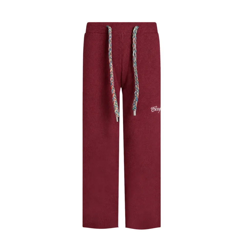 COOGI Heavy Weight Fashion Knit pantaloni burgundy bumbac