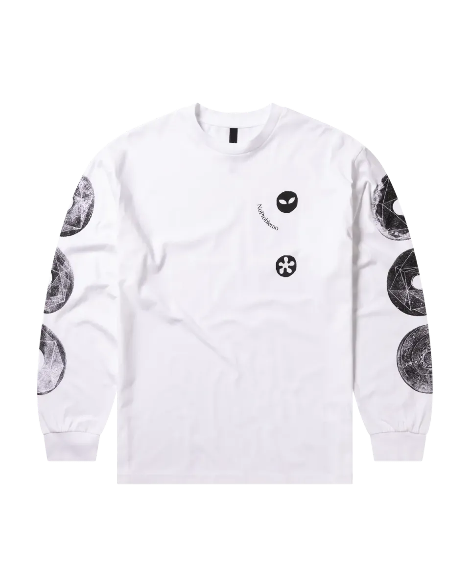 No Problemo Dropa tricou mânecă lungă alb bumbac