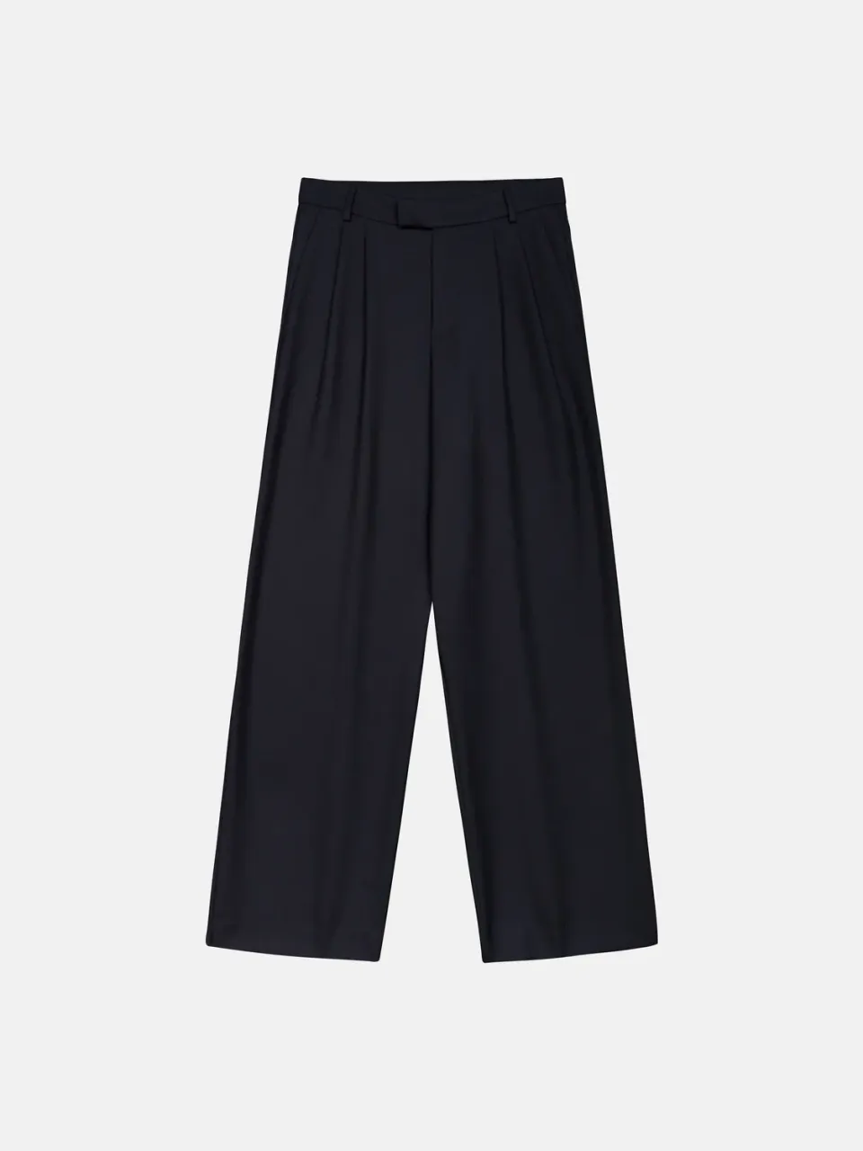 Enrage pantaloni cu pliuri bleumarin lână groasă