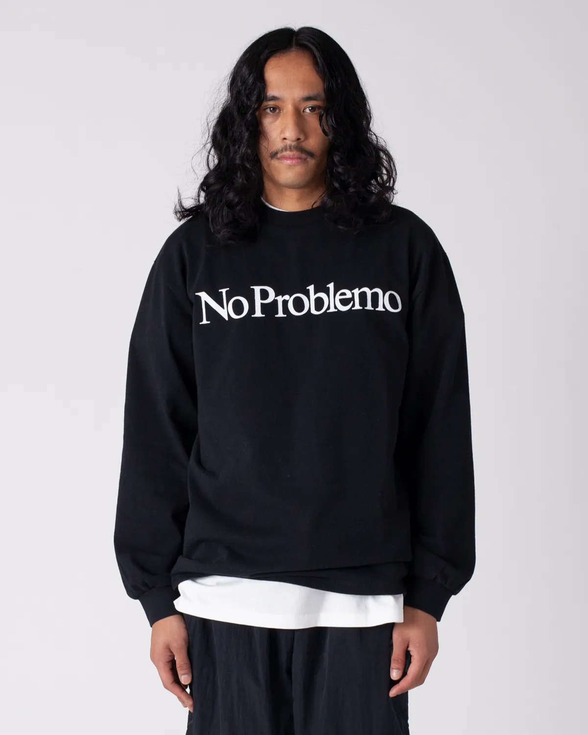 No Problemo LS Tee tricou mânecă lungă negru bumbac greu