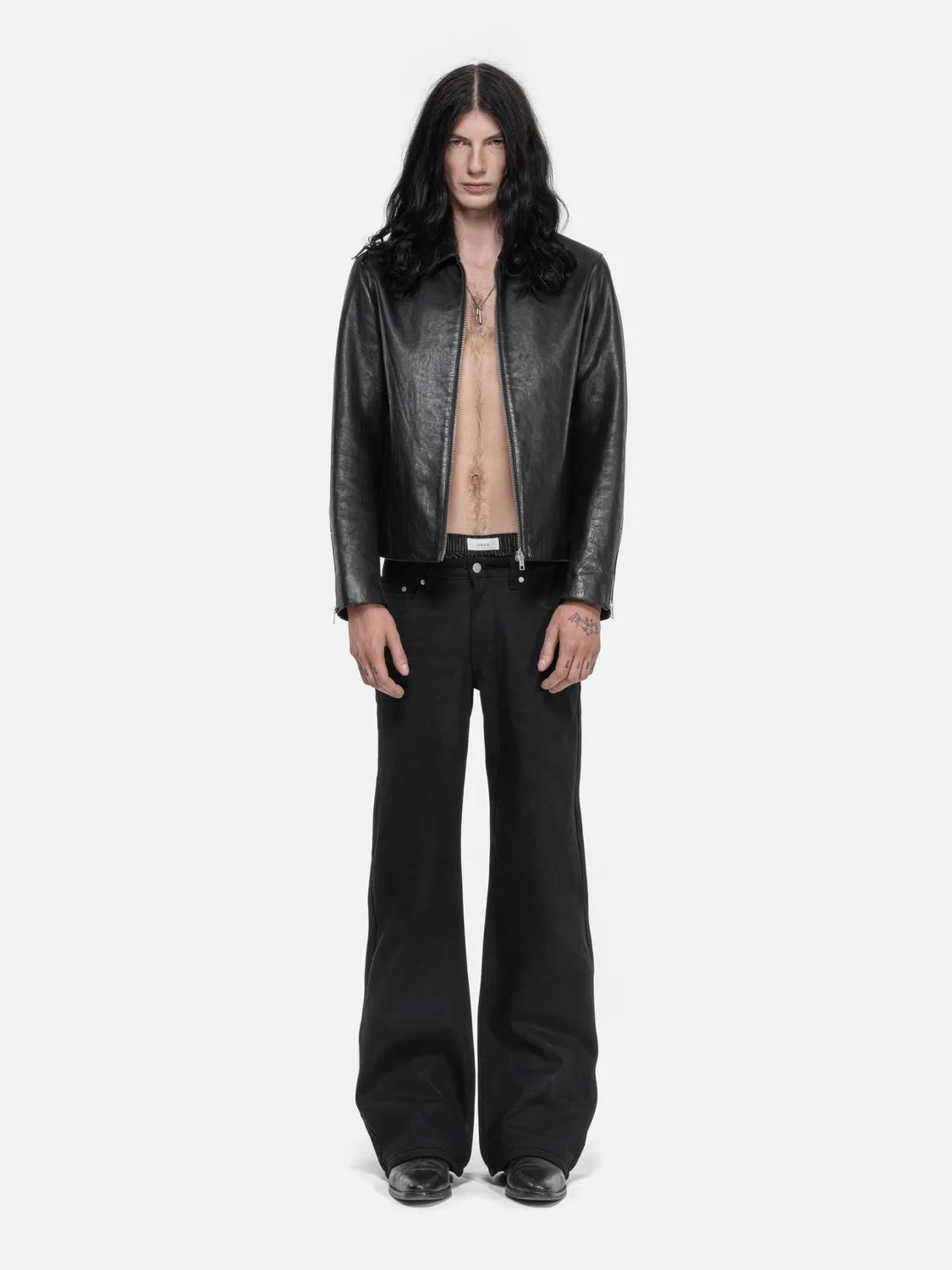 Enrage Cross geaca piele neagra vita