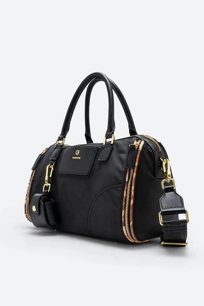 Gattinoni Colorsoul bauletto geanta neagra nailon 27 cm