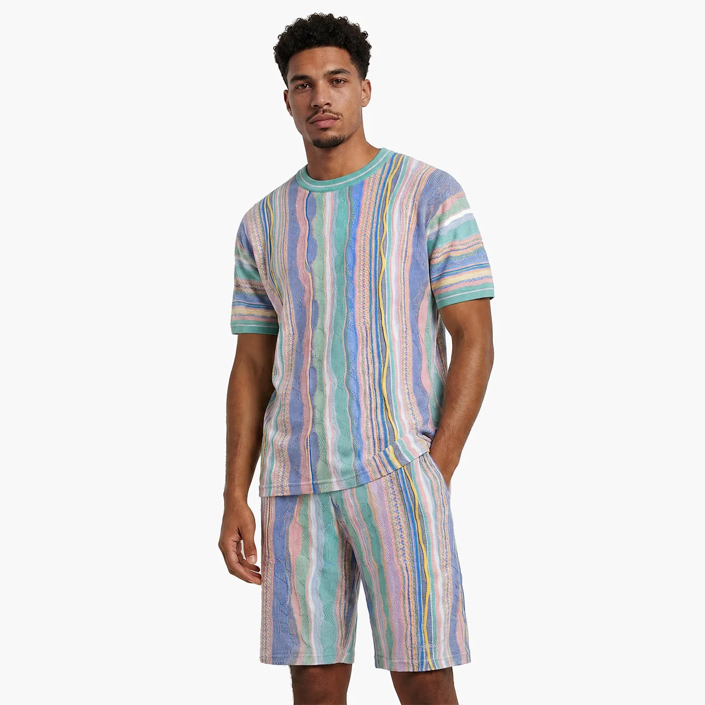 COOGI Light Weight Sweater Knit shorts roz-galben bumbac