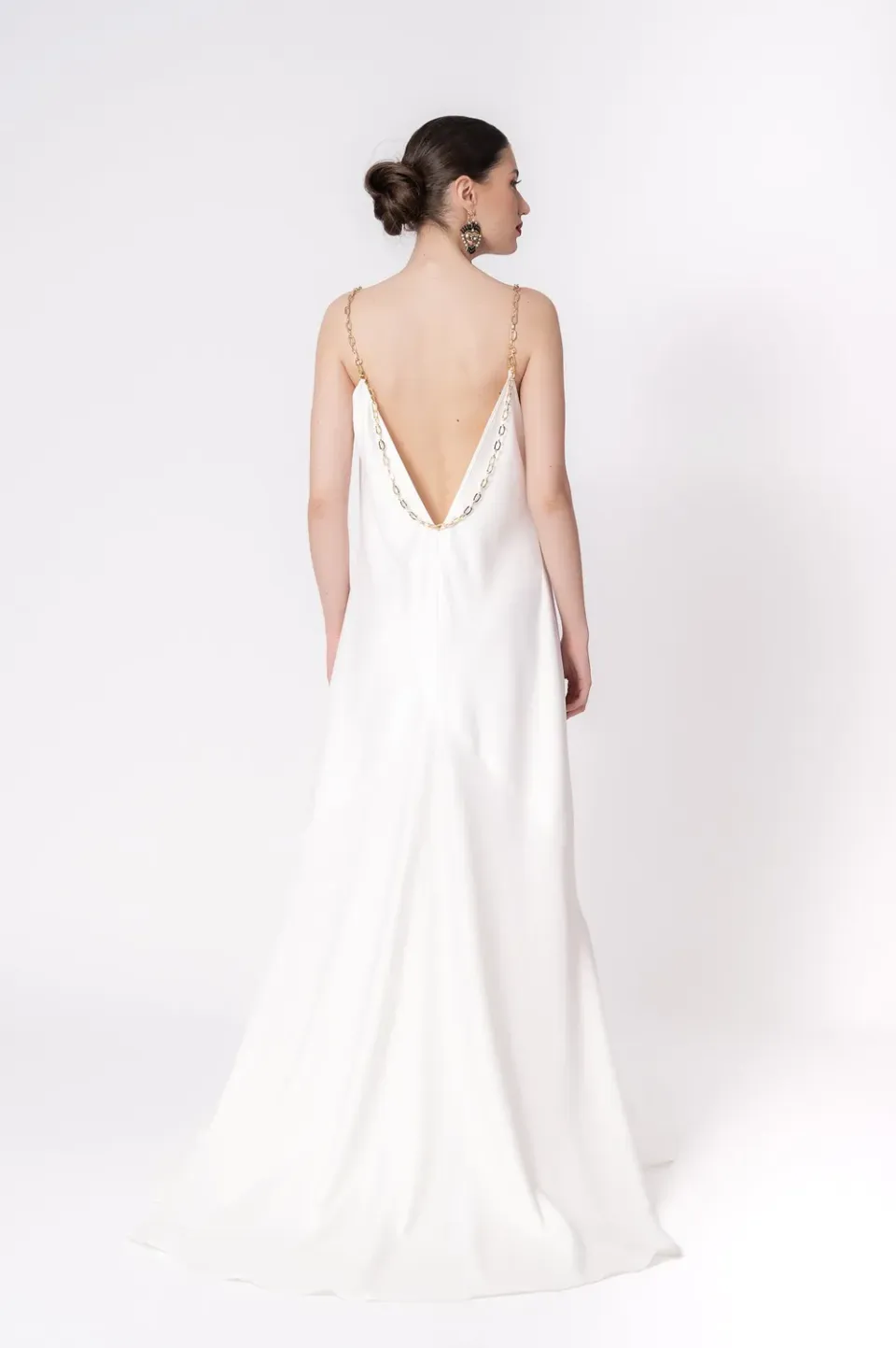 Dualitae Lola rochie lunga alba satin