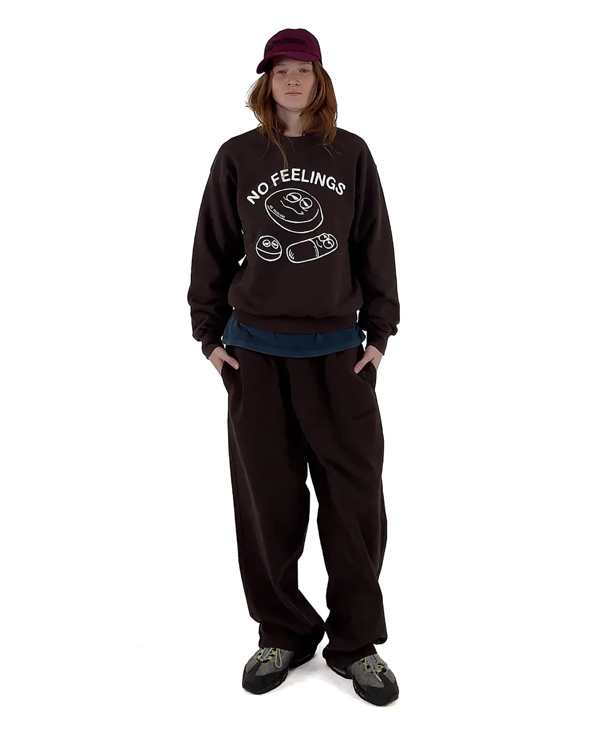 No Problemo Hard Feelings Crew bluza maro bumbac
