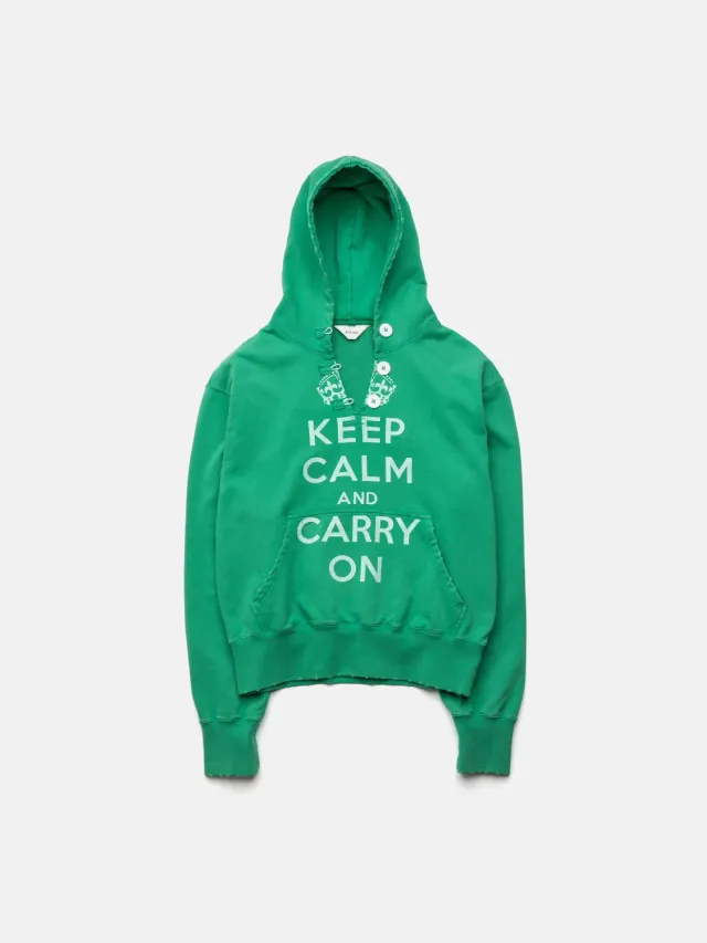 Enrage Ripped Collar Hoodie hanorac verde nasturi