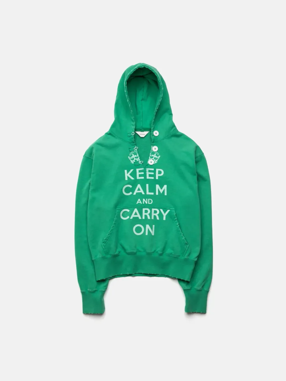 Enrage Ripped Collar Hoodie hanorac verde nasturi