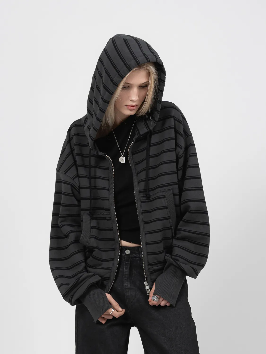 Enrage 2010 Zip Hoodie hanorac negru dungi