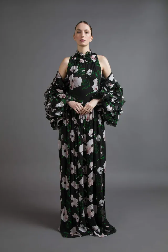 Gattinoni Couture bolero floral vâscoză georgette