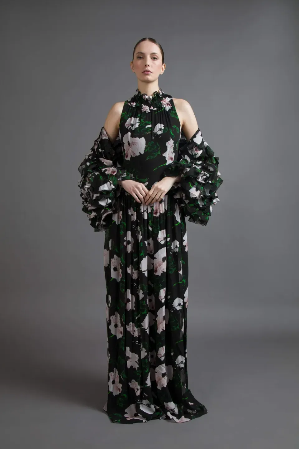 Gattinoni Couture bolero floral vâscoză georgette