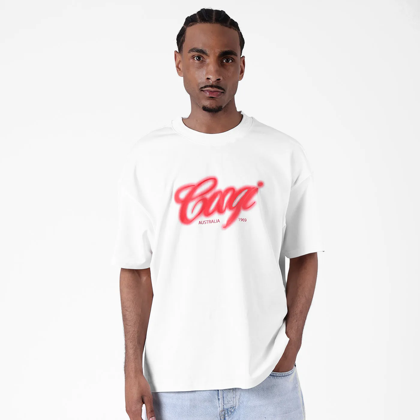 COOGI Airbrush tricou oversized alb imprimat digital