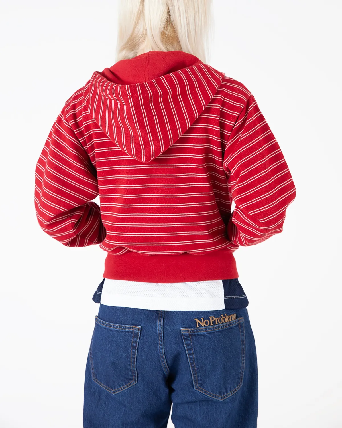 Mini Problemo Stripe Zip hanorac roșu bumbac