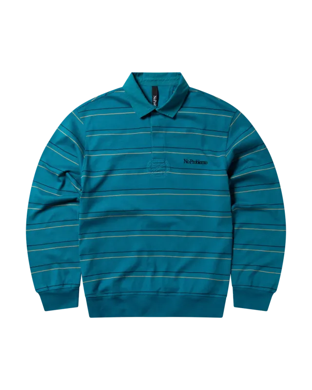 No Problemo Striped LS Rugby camasa rugby teal bumbac