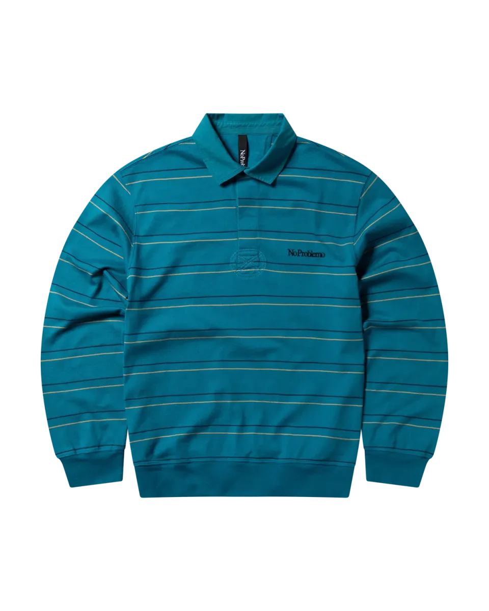 No Problemo Striped LS Rugby camasa rugby teal bumbac