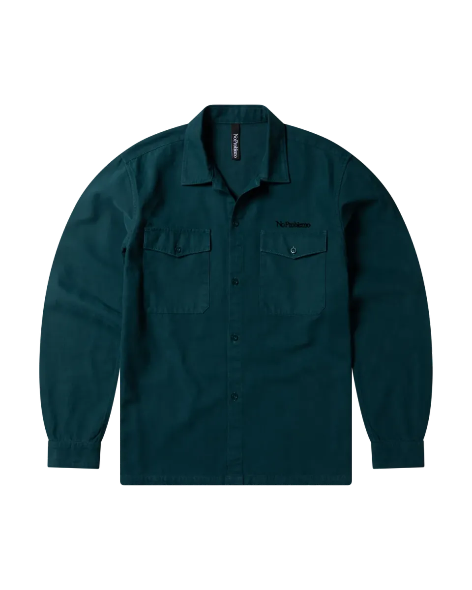 No Problemo Canvas Work Shirt cămașă teal bumbac