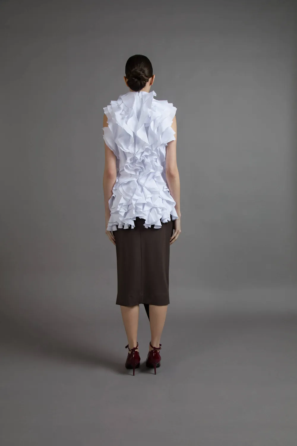 Gattinoni Top Couture top popelina bumbac cu volane
