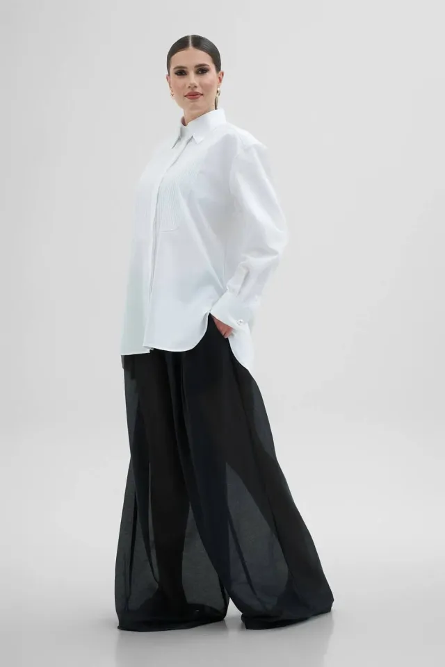 Dualitae Lucie Oversize camasa bej bumbac ceremonie