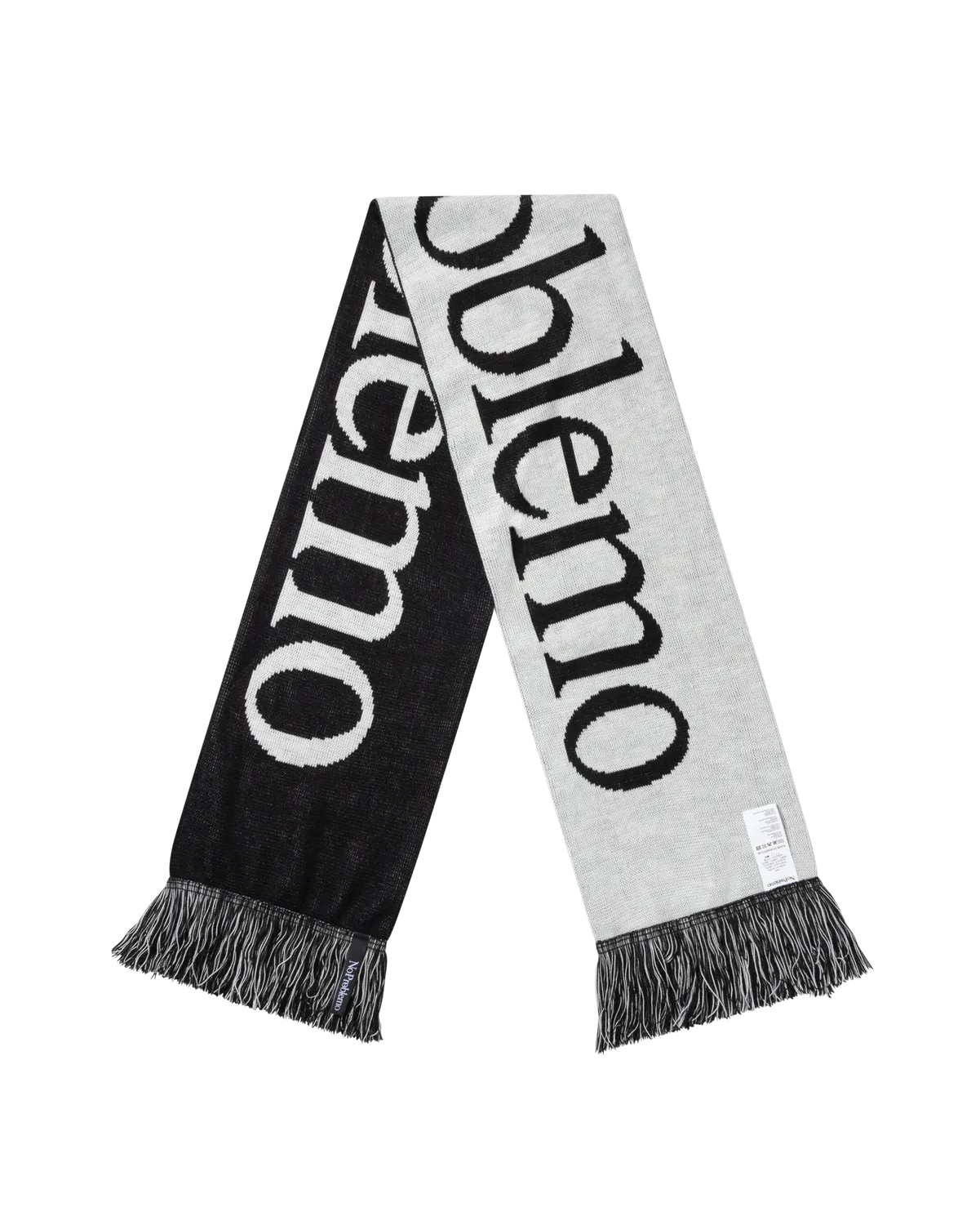 No Problemo Scarf fular negru tricotat cu franjuri