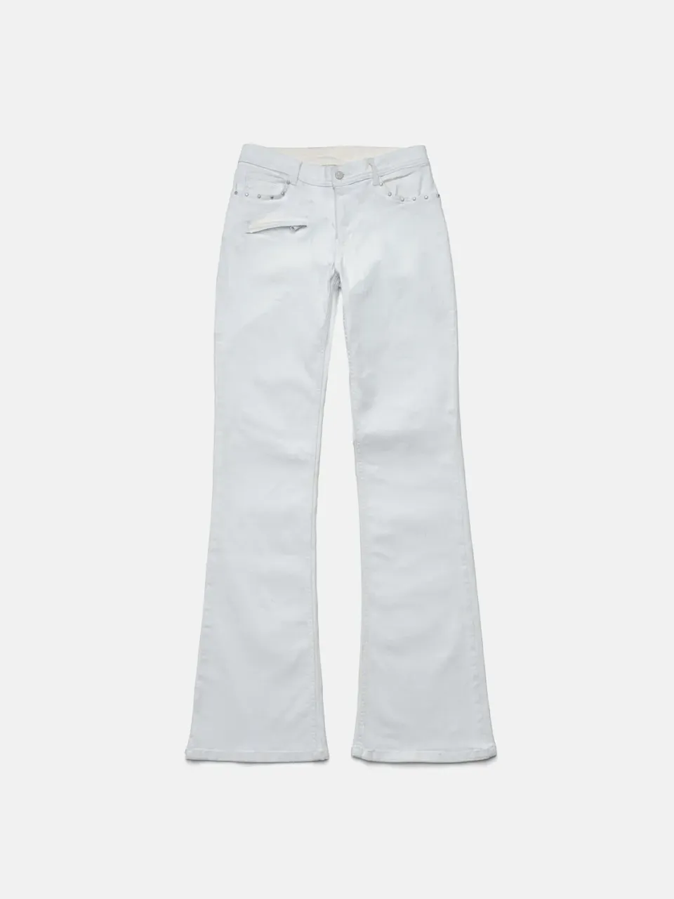 Enrage Flared Jeans blugi evazati albi cu vopsea