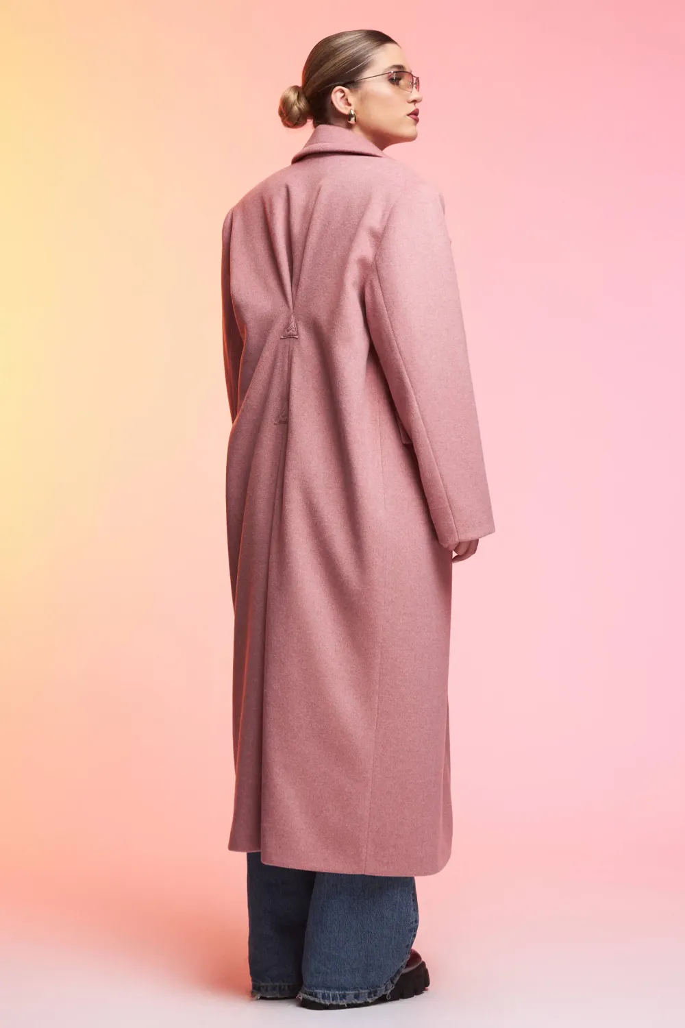 Grama Shop Maxi Petite palton roz lung