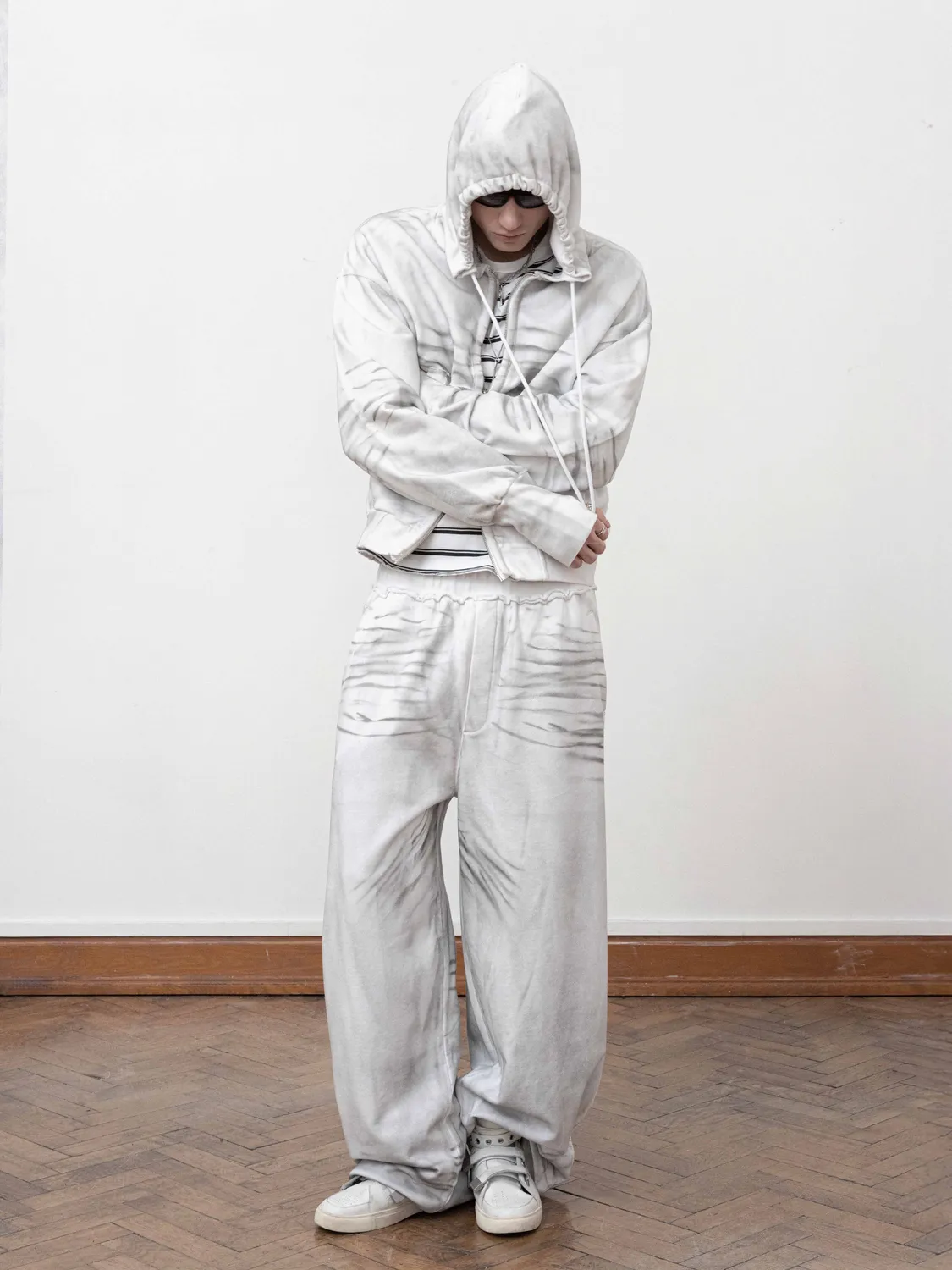 Enrage Dirty Spray Pantaloni Sport Albi Bumbac