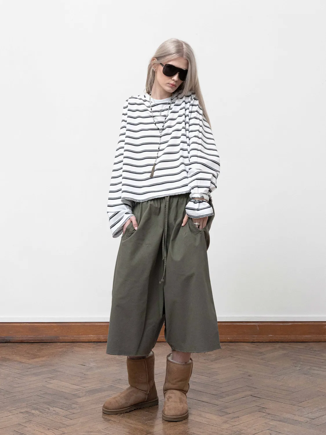 Enrage Baggy Longsleeve bluză alb dungi bumbac