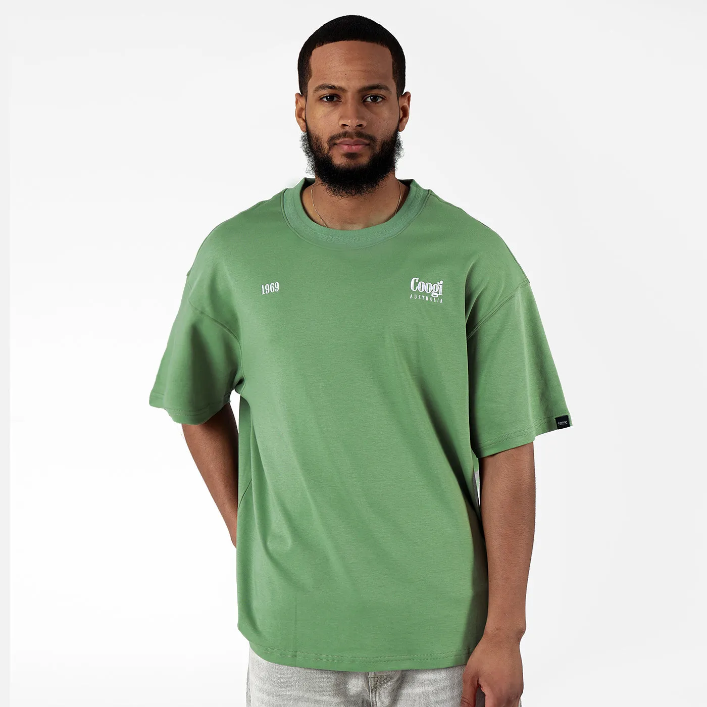 COOGI Mask Tee tricou oversized verde bumbac
