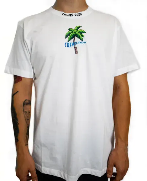 Createdby White Paradise tricou boxy alb bumbac