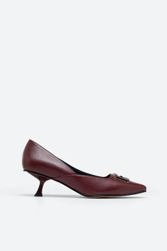 Gattinoni Ipswich pantofi toc piele visiniu 45 mm