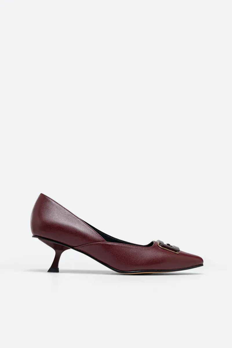 Gattinoni Ipswich pantofi toc piele visiniu 45 mm
