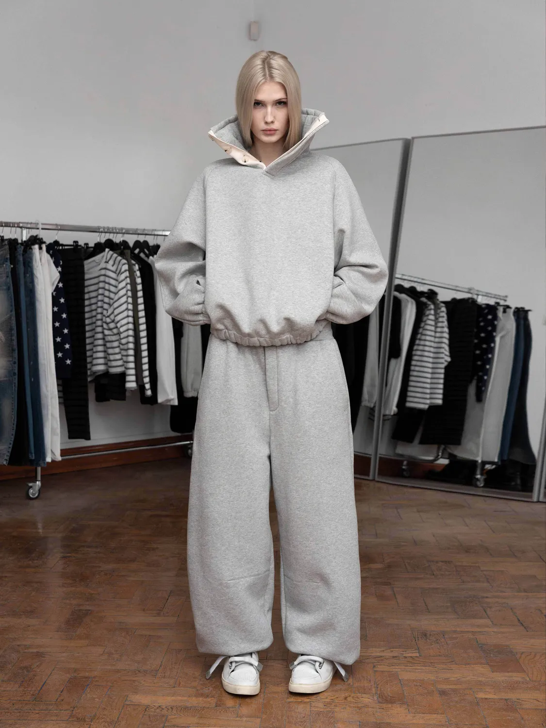 Enrage Bubble High Neck pulover gri bumbac