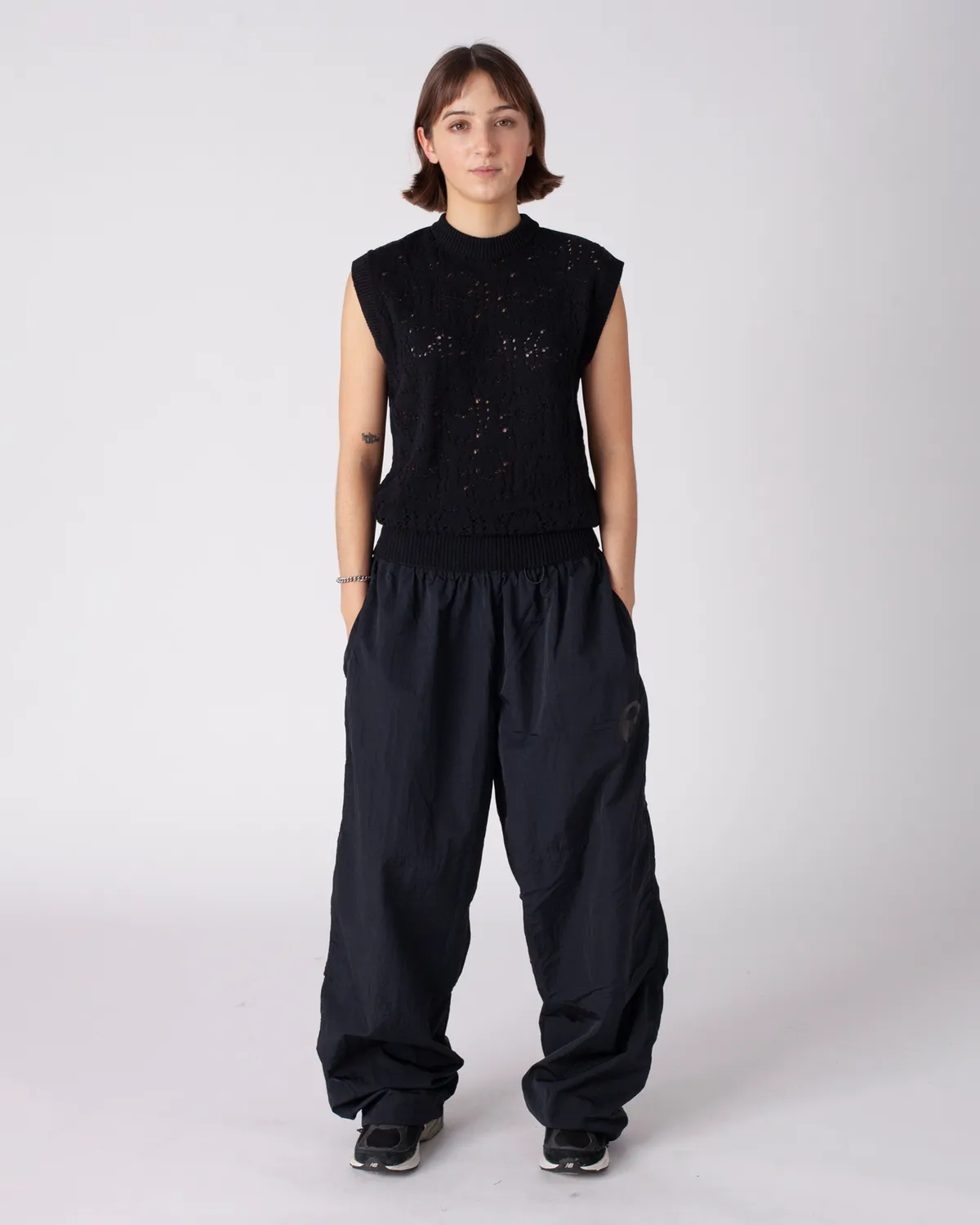 No Problemo Alien-O Lace Cotton Vest vestă neagră