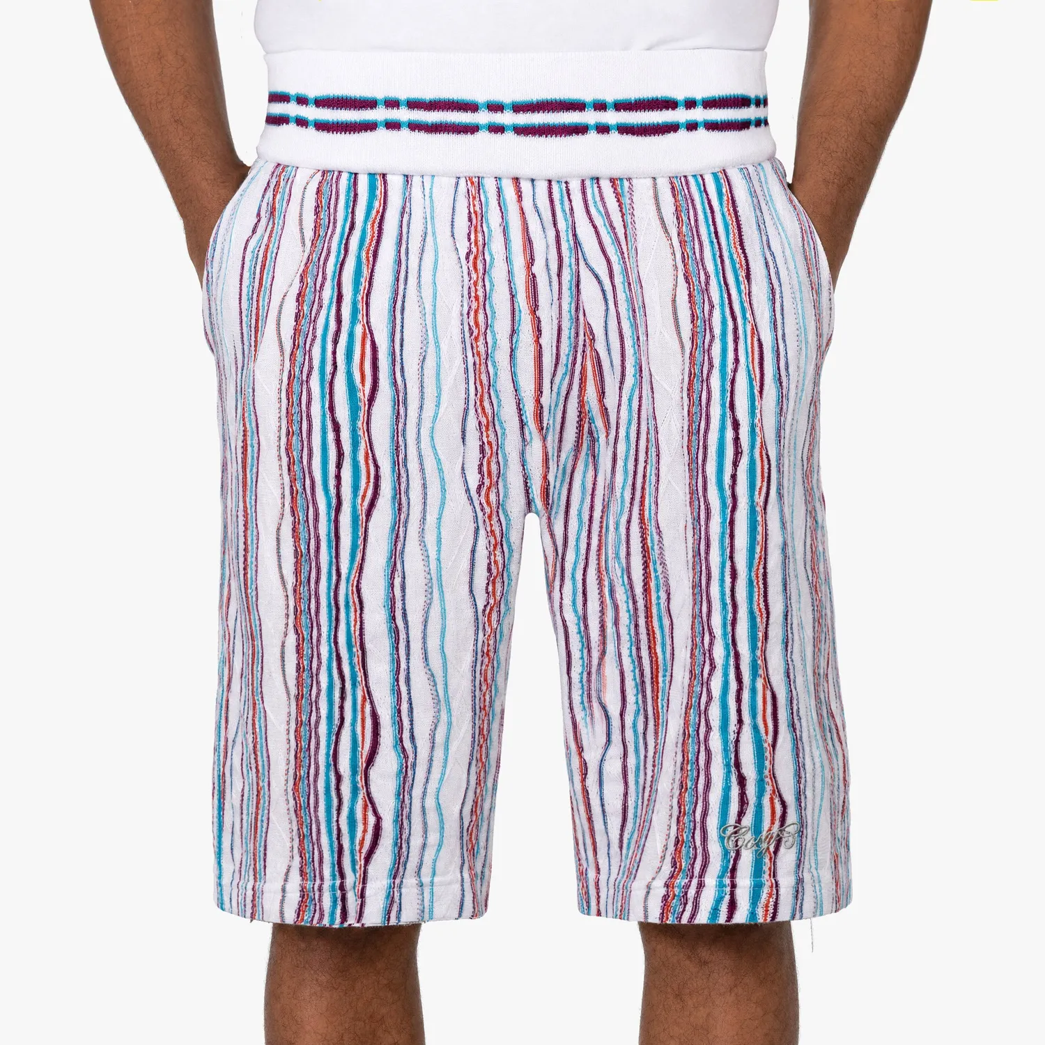 COOGI Light Weight Sweater pantaloni scurti albi bumbac mercerizat