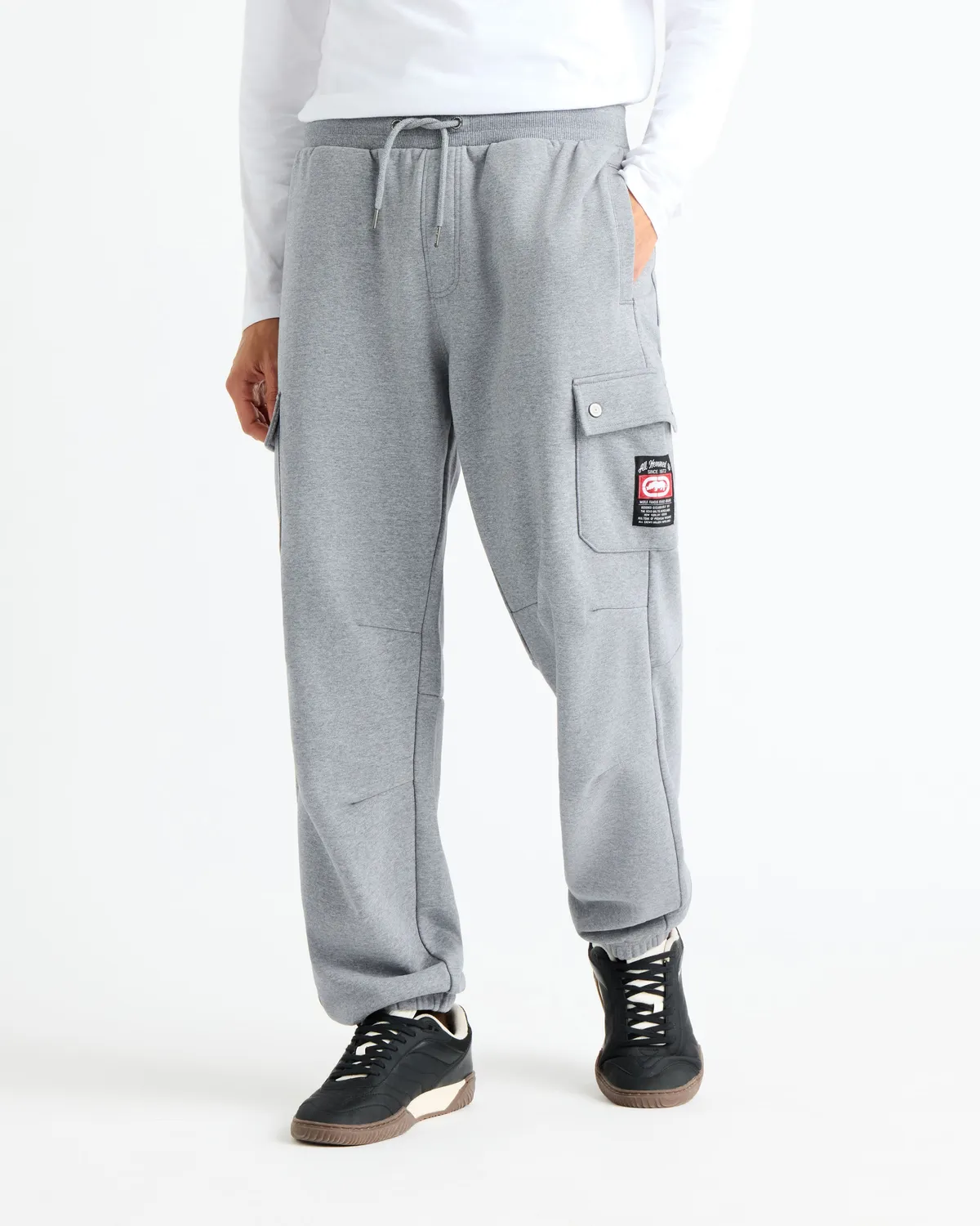 Ecko Red Cargo Pocket Fleece Baggy Pant pantaloni gri