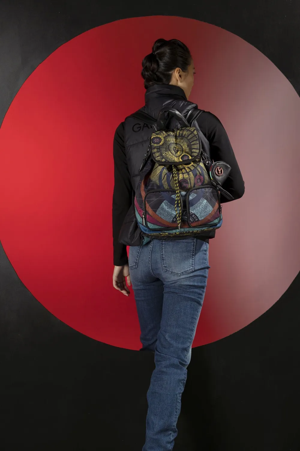 Gattinoni Planetarium Black rucsac mare negru tehnic piele