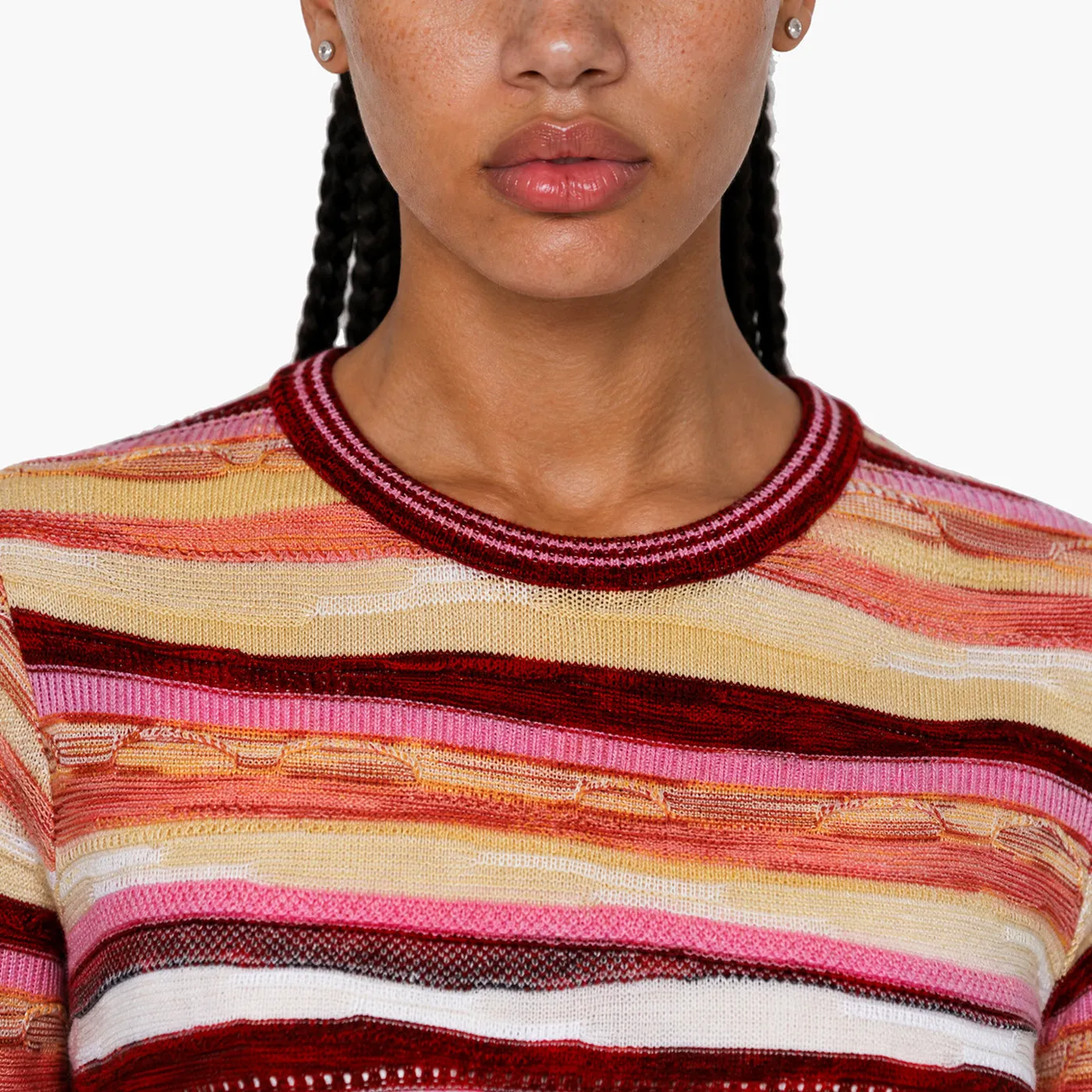 COOGI All-Season Sweater Knit pulover dama roz-galben bumbac