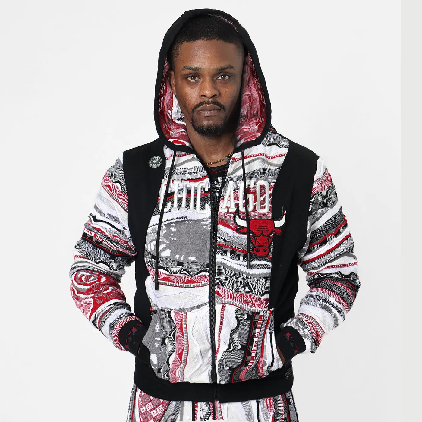COOGI X NBA X Protege Chicago Bulls hanorac cu fermoar negru
