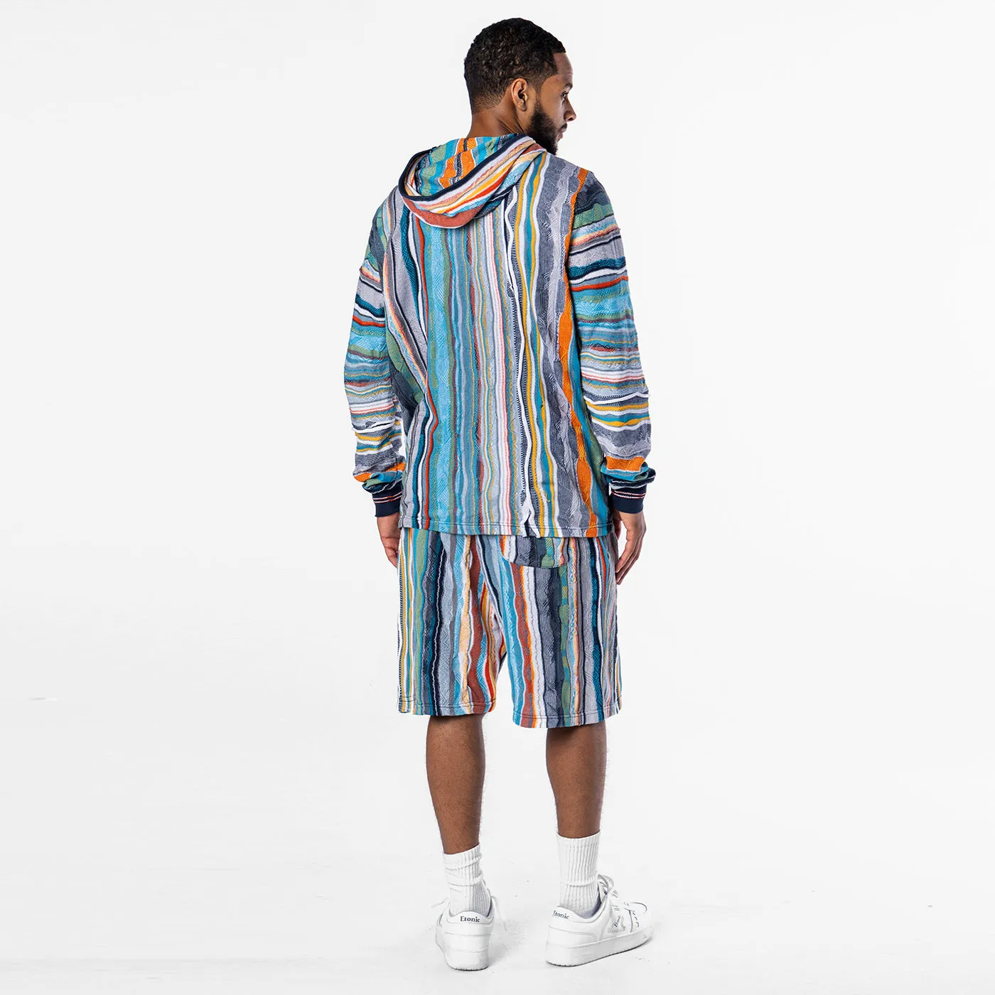 COOGI hanorac tricotat albastru gri bumbac cu gluga