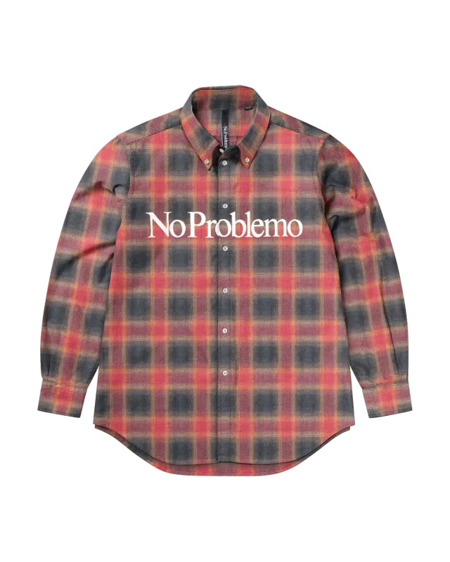 No Problemo Plaid camasa rosie maneca lunga