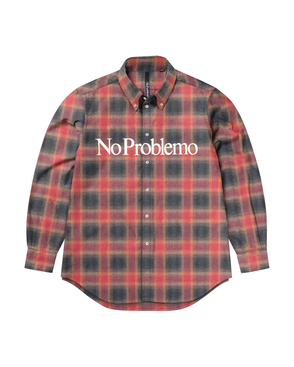 No Problemo Plaid camasa rosie maneca lunga