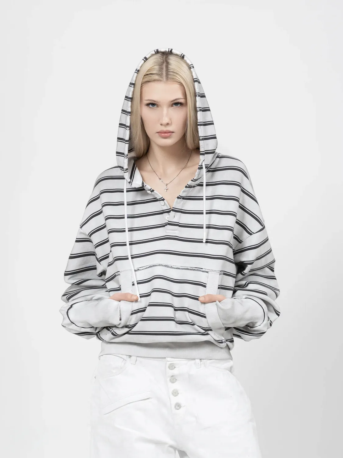 Enrage Henley Hoodie hanorac dungi bumbac