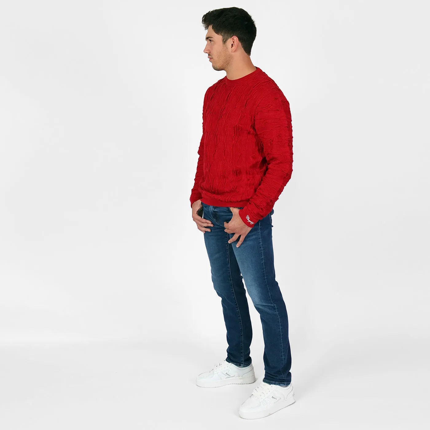 COOGI Red Alert pulover barbati rosu bumbac tricotat