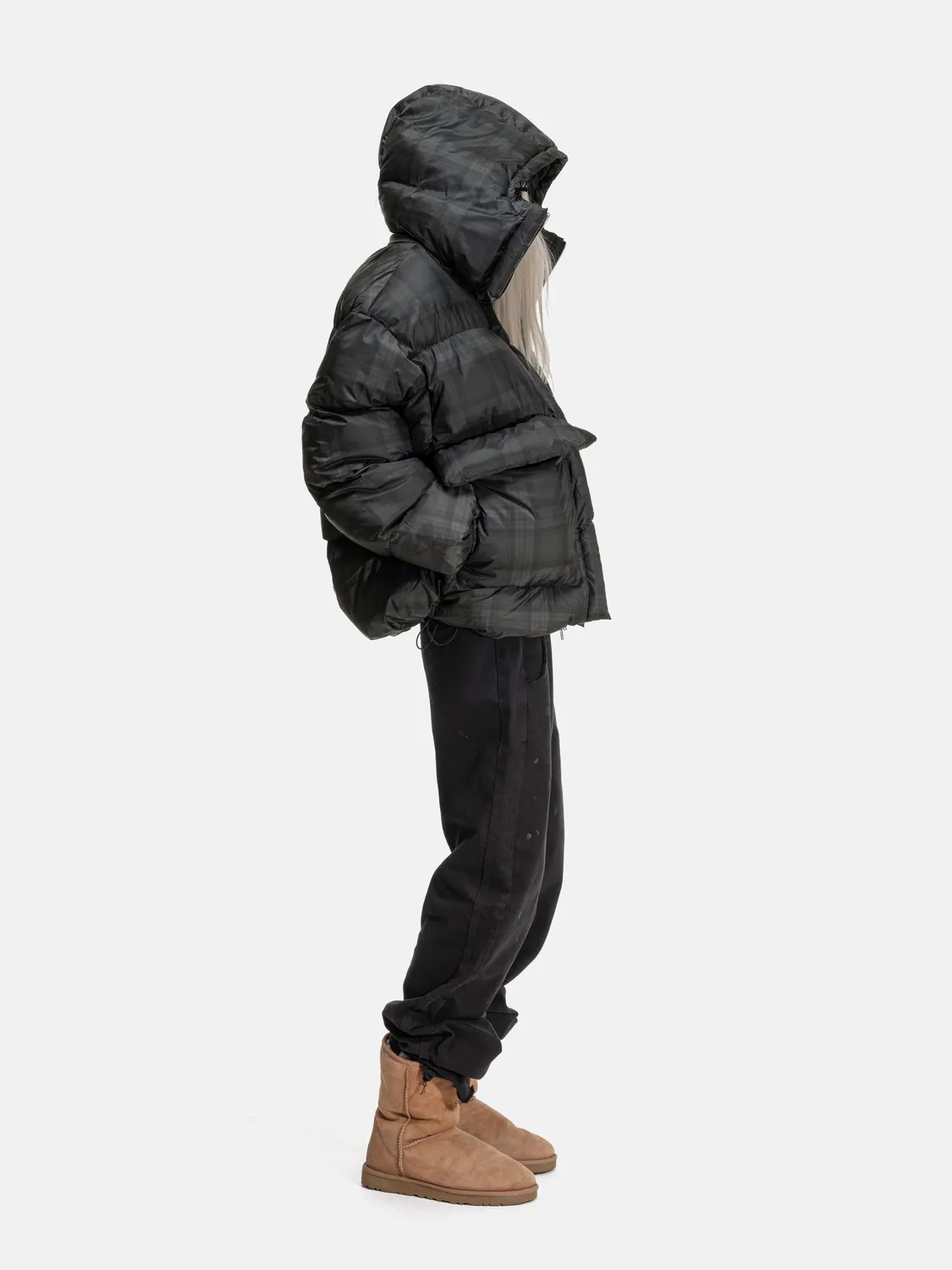 Enrage Puffy Jacket geaca negru carouri vatuita