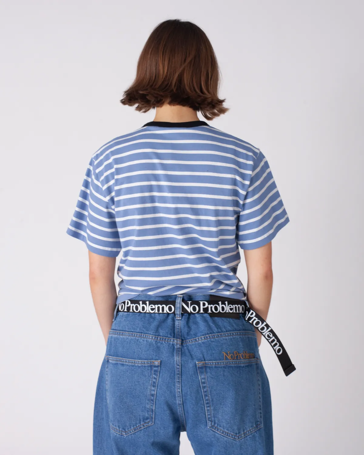 No Problemo Breton tricou bumbac bleumarin dungi