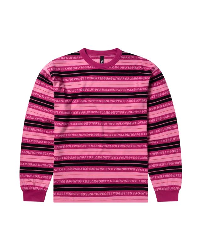 No Problemo Jacquard Stripe LS Tee tricou roz jacquard