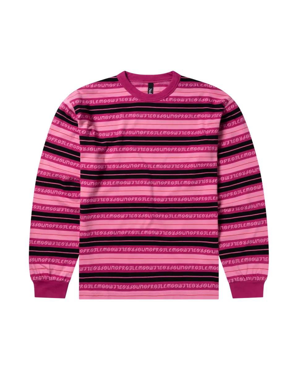 No Problemo Jacquard Stripe LS Tee tricou roz jacquard